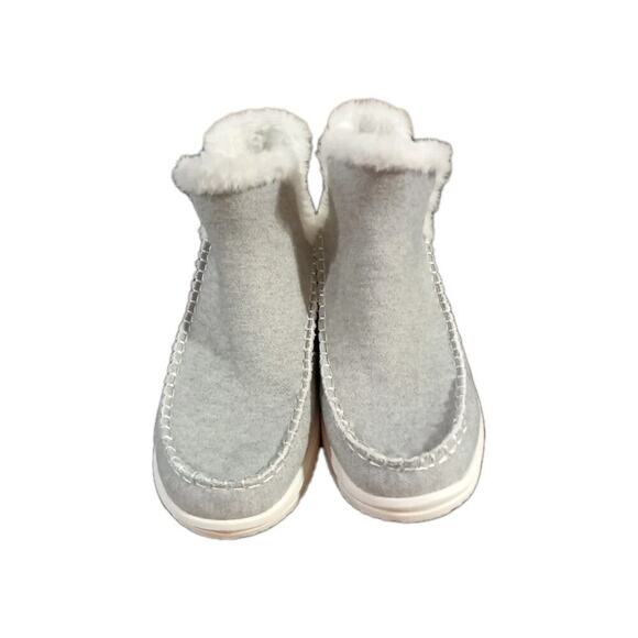 Source Unknown Shoes - Hey Dude Womens Sz 11 Grey Camden Brushed Cozy Boots Faux Fur Lined Slip On